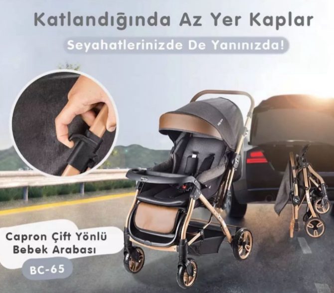 Baby Care Capron Kapanınca Yerde Sabit Duran Çift Yönlü Bebek Arabası - Görsel 6