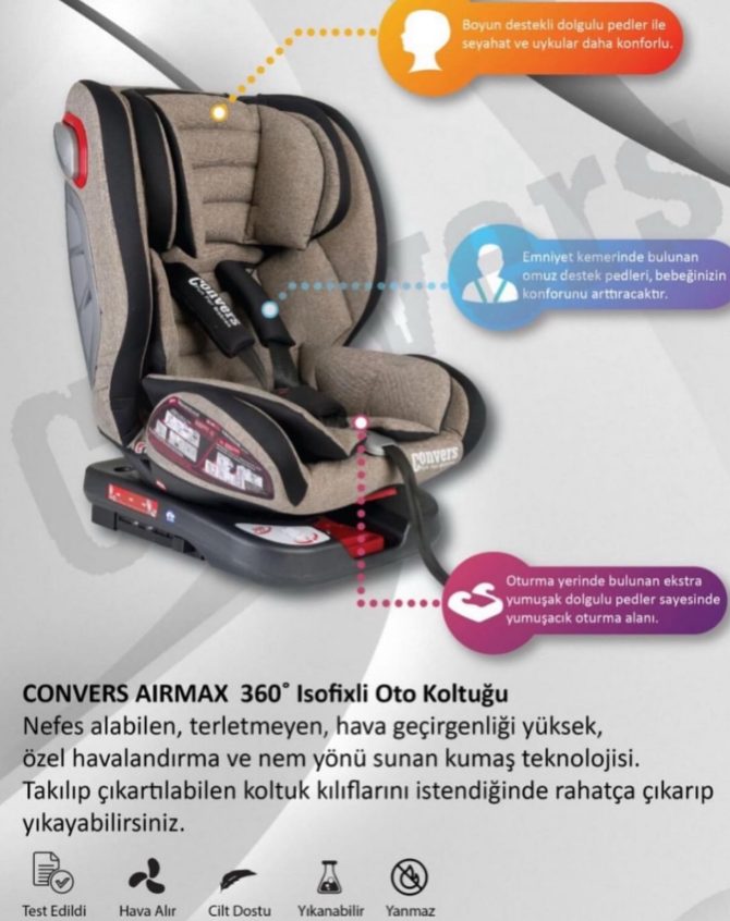 Convers Airmax 360 Derece Dönebilen İsofix’li Oto Koltuğu - Görsel 6