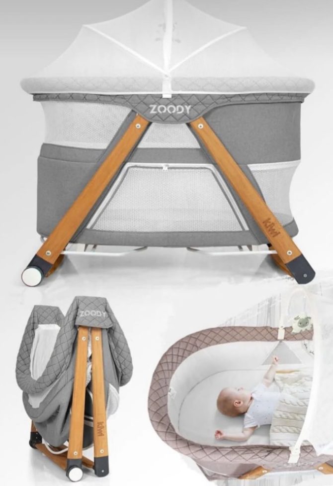 Kraft ZOODY İki Kademe Katlanır Oyuncaklı Cibinlikli Tekerlekli Oyun Alanı Sepet Beşik - Görsel 2