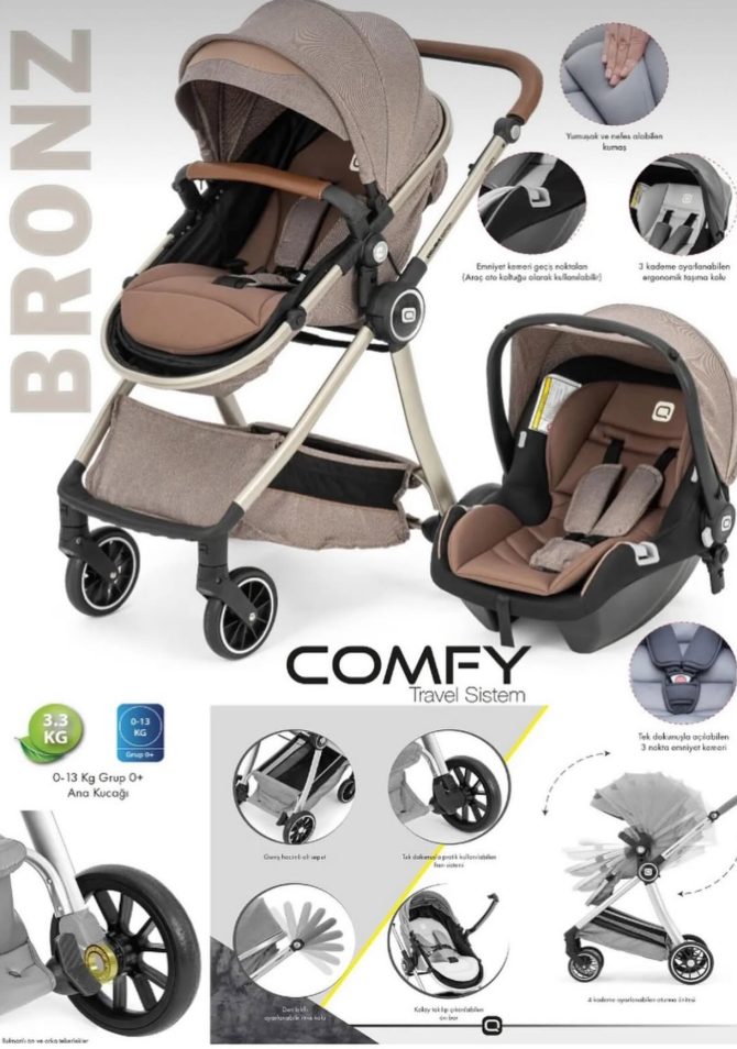 Comfy SÜSPANSİYONLU TRAVEL SİSTEM BEBEK ARABASI OTO KOLTUKLU TAŞIMA PUSET - Görsel 4