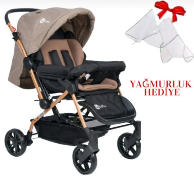 OLYMPUS Geniş Sepetli Çift Yönlü Bebek ArabasıYağmurluk Hediye
