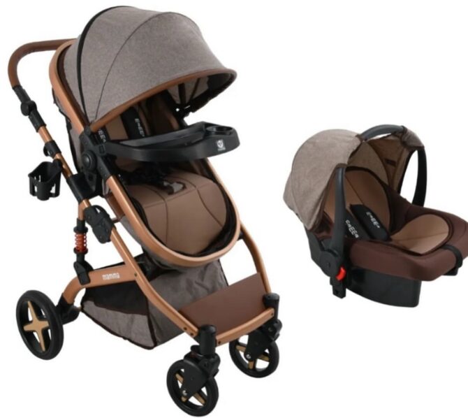 Grande Mama Tablalı Geniş Sepetli Travel Sistem Bebek Arabası Sallanır Taşıma Puset 🏝️🥰Kışlık Ayak Örtüsü ve Yağmurluk Hediye🥰 - Görsel 2
